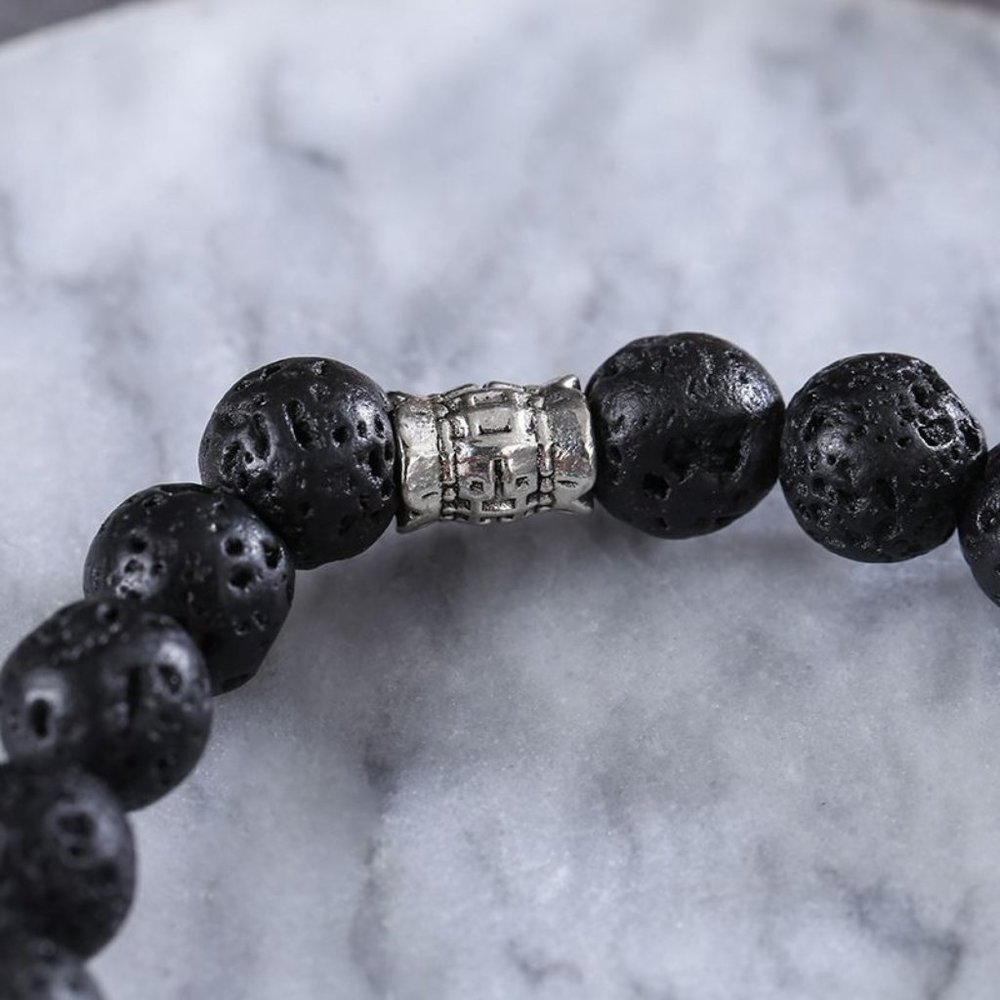 Mens Bracelet Volcanic Rock Tigers Eye Stretch - Picture 4 of 5